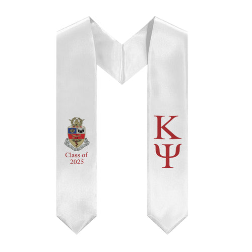 Kappa Psi + Crest + Class of 2025 Graduation Stole - White & Red