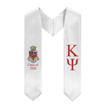 Load image into Gallery viewer, Kappa Psi + Crest + Class of 2026 Graduation Stole - White &amp; Red - 2