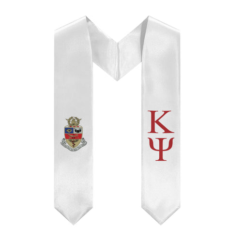 Kappa Psi Graduation Stole With Crest - White & Red