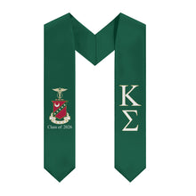 Load image into Gallery viewer, Kappa Sigma + Crest + Class of 2026 Graduation Stole - Green, White &amp; Gold - 1