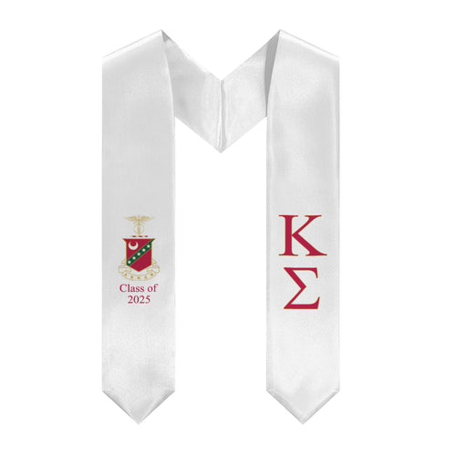 Kappa Sigma + Crest + Class of 2025 Graduation Stole - White, Red & Gold - 2