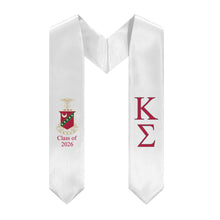 Load image into Gallery viewer, Kappa Sigma + Crest + Class of 2026 Graduation Stole - White, Red &amp; Green - 2