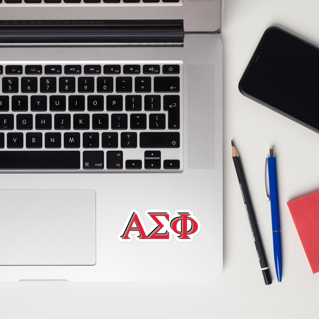 Alpha Sigma Phi Layered Letters Sticker - Cardinal