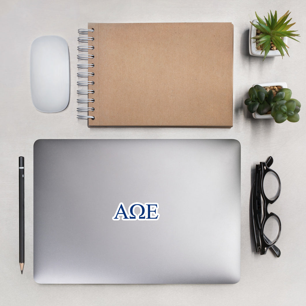 Alpha Omega Epsilon Letters Sticker - Blue