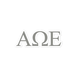 Alpha Omega Epsilon Letters Sticker - Silver