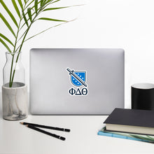 Load image into Gallery viewer, Phi Delta Theta Shield, Sword, &amp; Greek Letters Sticker