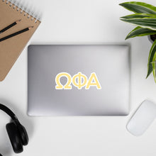 Load image into Gallery viewer, Omega Phi Alpha Greek Letters Sticker - Leadership Yellow