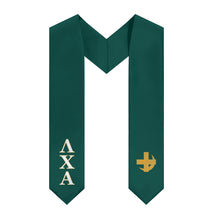 Load image into Gallery viewer, Lambda Chi Alpha Letters + Cross &amp; Crescent Stole - Green, Gold &amp; white