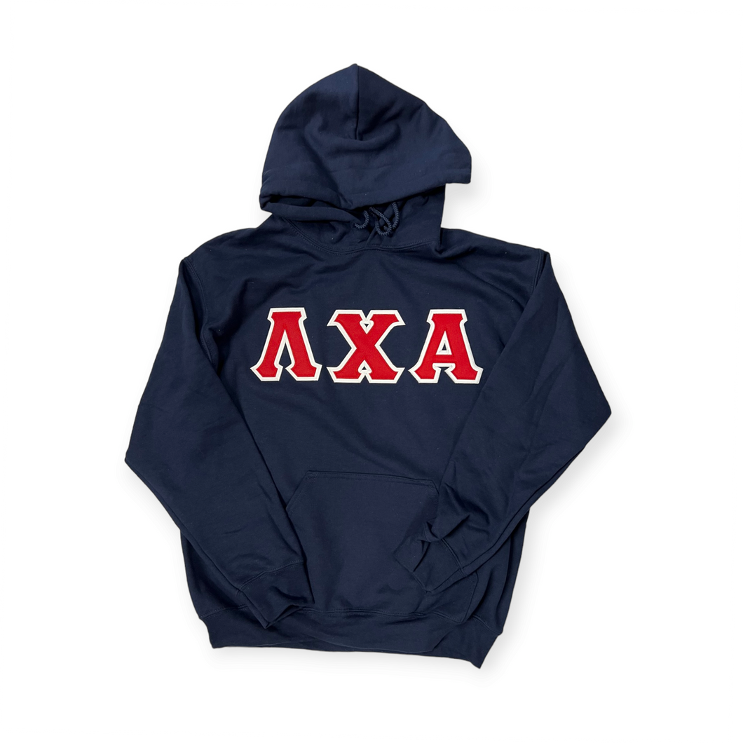 Lambda Chi Alpha Letter Hoodie - Navy, Red & White