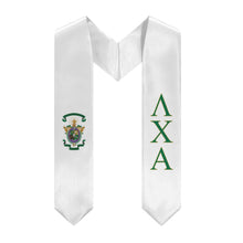 Load image into Gallery viewer, Lambda Chi Alpha Graduation Stole With Crest - White, Green &amp; Gold