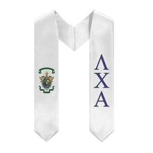 Load image into Gallery viewer, Lambda Chi Alpha Graduation Stole With Crest - White, Purple &amp; Green