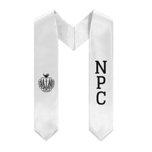 Load image into Gallery viewer, NPC Graduation Stole With Crest - White &amp; Black