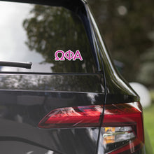 Load image into Gallery viewer, Omega Phi Alpha Greek Letters Sticker - Sisterhood Pink