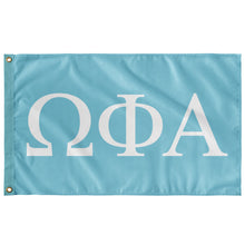 Load image into Gallery viewer, Omega Phi Alpha Sorority Flag - Aqua &amp; White