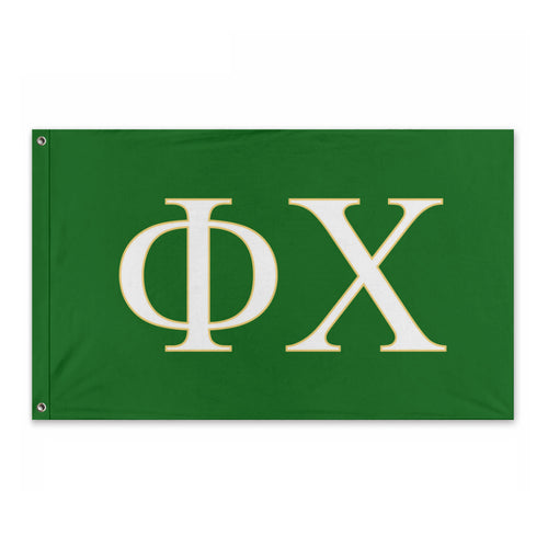 Phi Chi Fraternity Flag - Green, White & Yellow