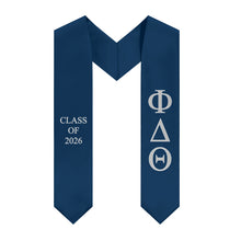 Load image into Gallery viewer, Phi Delta Theta Class of 2026 Fraternity Stole - Dark Blue, Silver &amp; White