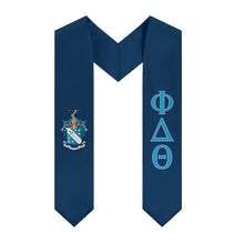Load image into Gallery viewer, Phi Delta Theta Graduation Stole With Crest - Dark Blue, Azure &amp; White