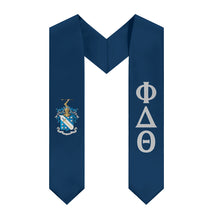 Load image into Gallery viewer, Phi Delta Theta Graduation Stole With Crest - Dark Blue, Silver &amp; White