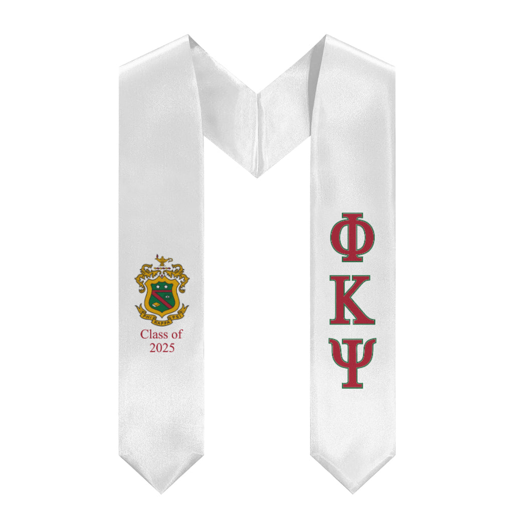 Phi Kappa Psi + Crest + Class of 2025 Graduation Stole - White, Red & Green
