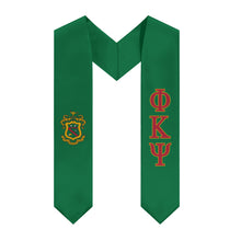 Load image into Gallery viewer, Phi Kappa Psi Graduation Stole With Crest - Green, Red &amp; Yellow