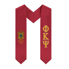 Load image into Gallery viewer, Phi Kappa Psi + Crest + Class of 2026 Graduation Stole - Red, Yellow &amp; White