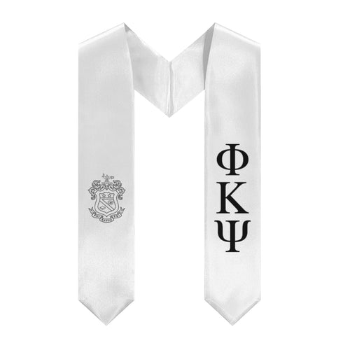 Phi Kappa Psi Graduation Stole With Crest - White & Black