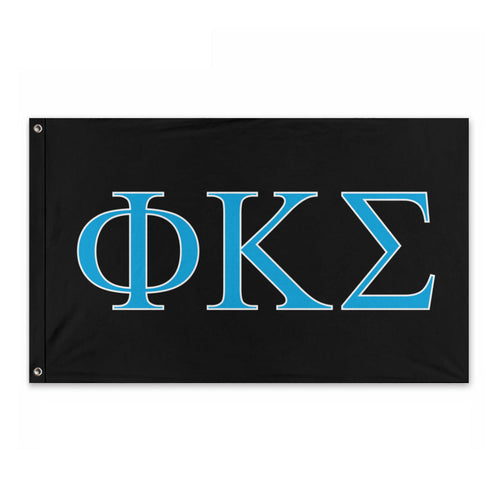 Phi Kappa Sigma Fraternity Flag - Black, Turquoise & White