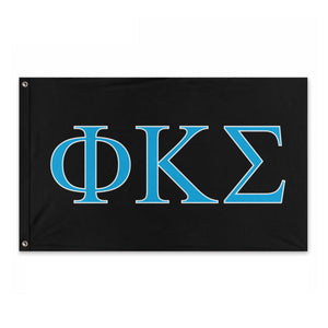 Phi Kappa Sigma Fraternity Flag - Black, Turquoise & White