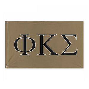 Phi Kappa Sigma Fraternity Flag - Old Gold, Black & White