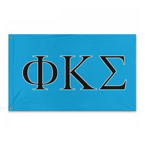 Phi Kappa Sigma Fraternity Flag - Turquoise, Black & White