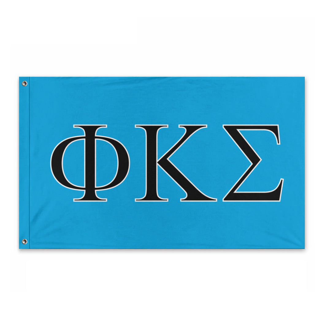 Phi Kappa Sigma Fraternity Flag - Turquoise, Black & White