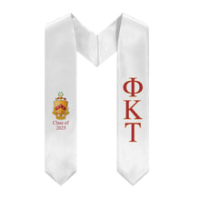 Load image into Gallery viewer, Phi Kappa Tau + Crest + Class of 2025 Graduation Stole - White, Harvard Red &amp; Old Gold