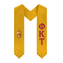 Load image into Gallery viewer, Phi Kappa Tau Graduation Stole With Crest - Old Gold &amp; Harvard Red