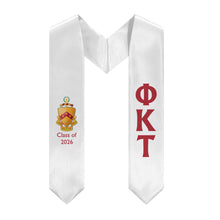 Load image into Gallery viewer, Phi Kappa Tau + Crest + Class of 2026 Graduation Stole - White &amp; Harvard Red