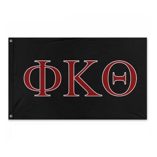 Phi Kappa Theta Fraternity Flag - Black, Cardinal Purple & White