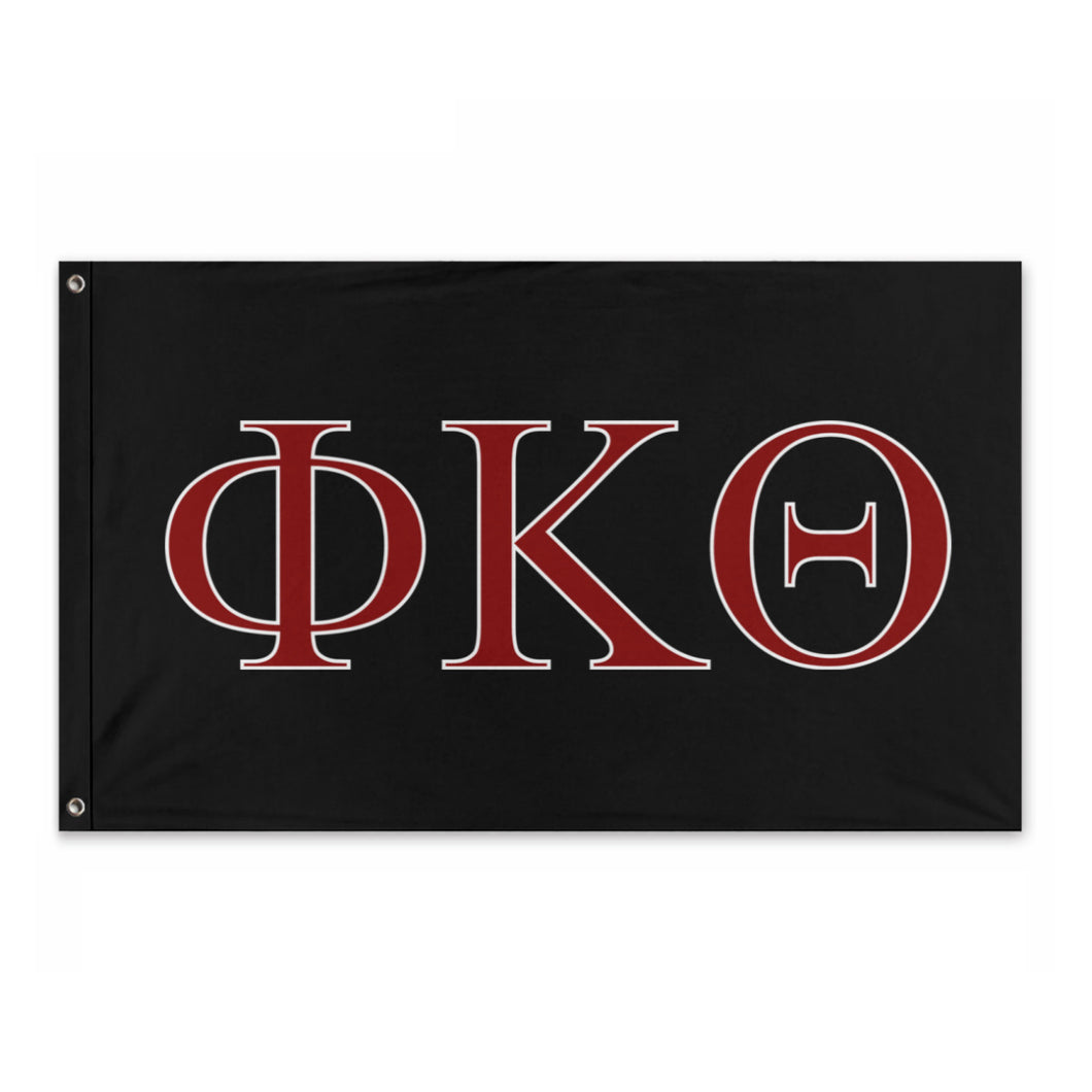 Phi Kappa Theta Fraternity Flag - Black, Cardinal Purple & White