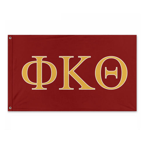 Phi Kappa Theta Fraternity Flag - Cardinal Purple, Gold & White