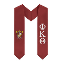 Load image into Gallery viewer, Phi Kappa Theta Graduation Stole With Crest - Cardinal &amp; White