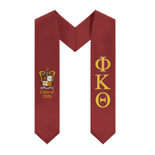 Load image into Gallery viewer, Phi Kappa Theta + Crest + Class of 2026 Graduation Stole - Cardinal, Gold &amp; White