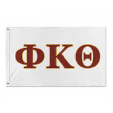 Load image into Gallery viewer, Phi Kappa Theta Wide Block Greek Flag - White, Cardinal &amp; Gold