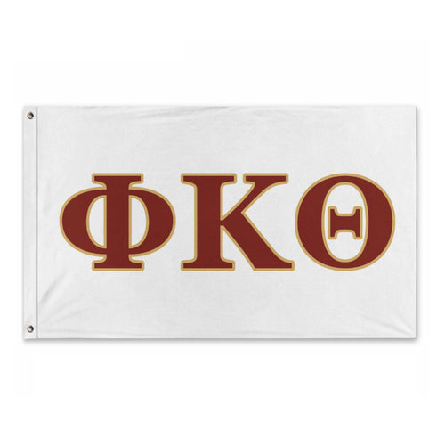 Phi Kappa Theta Wide Block Greek Flag - White, Cardinal & Gold