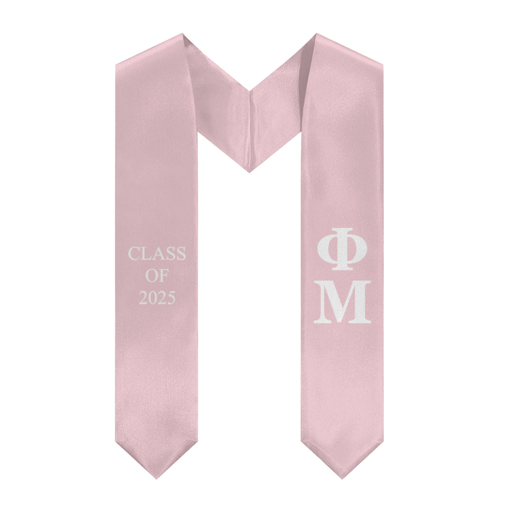 Phi Mu 2025 Block Letters Stole - Petal & White