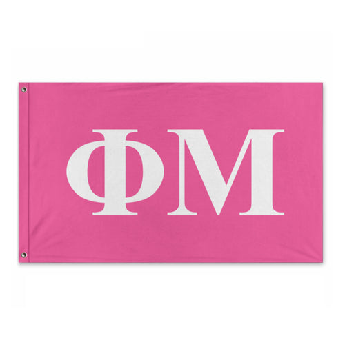 Phi Mu Bold Greek Flag - Carnation & White