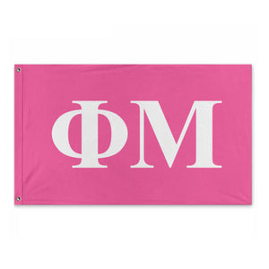 Phi Mu Bold Greek Flag - Carnation & White