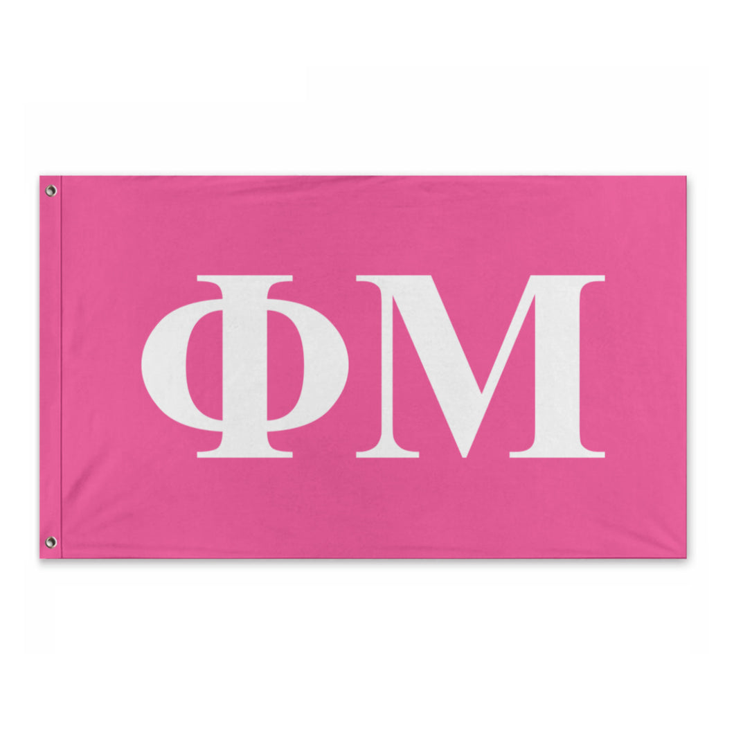 Phi Mu Bold Greek Flag - Carnation & White