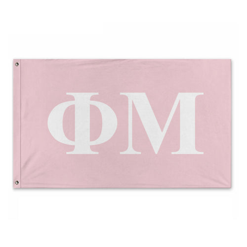 Phi Mu Bold Greek Flag - Petal & White