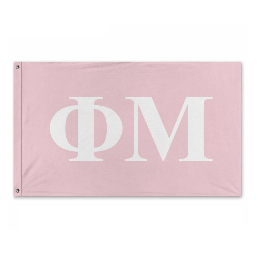 Phi Mu Bold Greek Flag - Petal & White