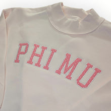 Load image into Gallery viewer, PHI MU Mockneck - Pink, Azalea Dots &amp; White