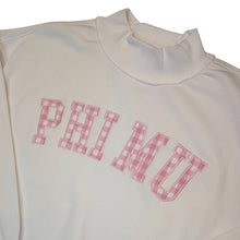 Load image into Gallery viewer, PHI MU Mockneck - Cream, Gingham Pink &amp; Pink