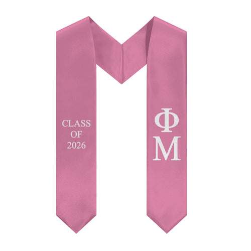 Phi Mu Class of 2026 Sorority Stole - Magnolia & White